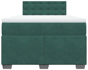 Cama boxspring com colchão 120x200 cm veludo verde-escuro