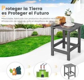 Mesa quadrada para jardim para exterior 36 x 36 x 47 cm resistente às intempéries em HDPE Cinzenta