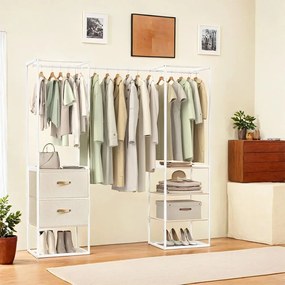 Guarda roupa aberto com 2 gavetas 40 x (150-180) x 180 cm branco e bege natural