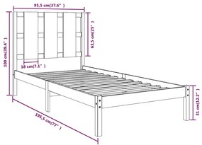 Estrutura cama de solteiro 90x190 cm madeira maciça branco