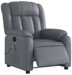 Poltrona de Massagens, Reclinável e Elétrica - Couro Artificial - Cinz