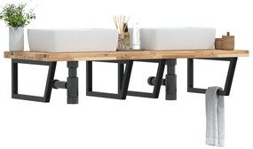 vidaXL Prateleira de parede p/ lavatório aço/madeira de acácia maciça