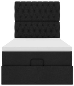 Estrutura de cama otomana com colchão 100x200cm tecido preto