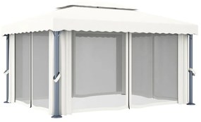 Gazebo com cortina 4x3 m alumínio branco nata