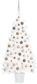 vidaXL Árvore Natal artificial pré-iluminada c/ bolas 90 cm branco