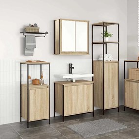 Conjunto de Móveis de Banheiro de 3 Peças Carvalho Sonoma Madeira Inge