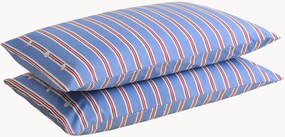 Fronhas de almofada em percal de algodão Striped Blue, conjunto de 2