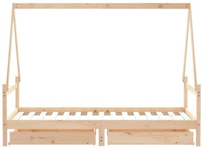 Estrutura de cama infantil c/ gavetas 90x190 cm pinho maciço