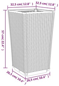 Vasos/floreiras 2 pcs 32,5x32,5x57 cm PP cinzento-claro