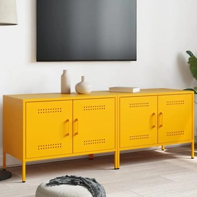 Móveis de TV 2 pcs 68x39x50,5 cm aço amarelo mostarda