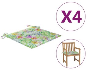 vidaXL Almofadões cadeiras jardim 4pcs tecido oxford padrão folhas