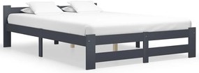Estrutura de cama 140x200 cm pinho maciço cinzento-escuro