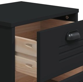 Mesa de cabeceira VIKEN madeira de pinho maciça preto