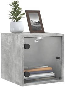 Mesa de cabeceira c/ porta de vidro 35x37x35cm cinzento cimento