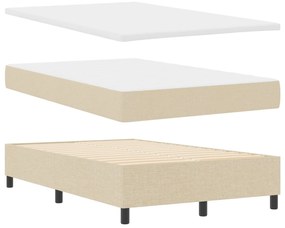 Cama com Caixa de Molas e Colchão &amp; LED Creme 120x200 cm Tecido