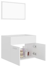 2 pcs conjunto de móveis de casa de banho contraplacado branco