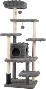 Arranhador para Gatos com Vários Níveis, 86 x 82 x 170 cm, Postes de Sisal, Cinzento