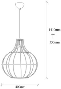 Chandelier Tel – Preto – 40 cm de diâmetro, 141 cm de altura
