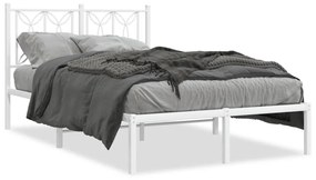 Estrutura de cama com cabeceira 120x200 cm metal branco