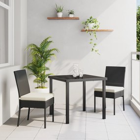 vidaXL Conjunto de Jantar de Jardim 3 Peças Preto Rattan Poli