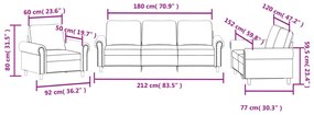 3 pcs conjunto de sofás com almofadões veludo castanho