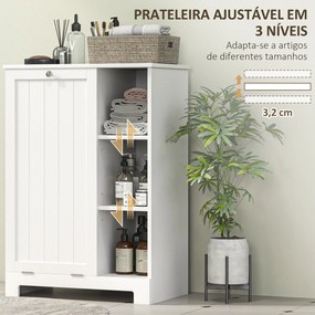 Móvel Casa de Banho com Cesto para Roupa Móvel Auxiliar Casa de Banho