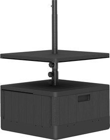 Outsunny Base para Chapéu de Sol Exterior 3 em 1 Mesa Auxiliar Ajustável Vaso Recarregável com Areia 80 kg Preto | Aosom Portugal