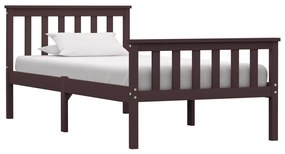 vidaXL Estrutura de cama 100x200 cm pinho maciço castanho-escuro