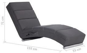 Chaise longue de massagens couro artificial cinzento