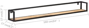 Prateleiras de parede 2 pcs 160 cm madeira de mangueira áspera