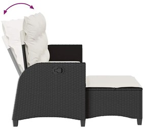 3pcs conjunto sofás de jardim com almofadões em L vime PE preto