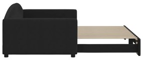 Sofá-cama com gavetão 100x200 cm tecido preto