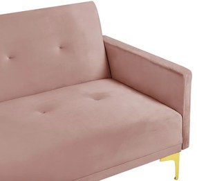 Sofá-cama de 3 lugares em veludo rosa LUCAN Beliani