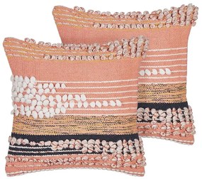 Conjunto de 2 almofadas decorativas em algodão laranja 45 x 45 cm DEUTZIA Beliani