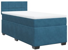 Cama boxspring com colchão 90x190 cm veludo azul