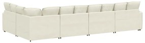 Sofá modular com almofadas veludo creme