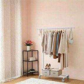 Cabideiro com rodas e barra extensível 45 x (92-132) x 161,5 cm branco