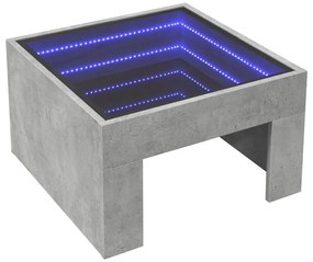 Mesa de centro luzes LED Infinity 50x50x30 cm cinzento cimento