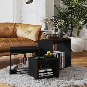 vidaXL Mesas de encastrar 3 pcs contraplacado preto