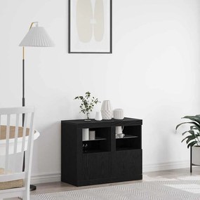 vidaXL Armários Laterais com Luzes LED 2 pcs Carvalho Preto 41x37x67 cm