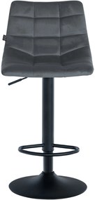 Banco de bar Jerry em veludo com estrutura preta 87-108,5 x 43 x 46,5 cm Cinzento escuro