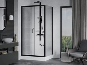 Mexen Apia cabine de duche deslizante 120 x 90 cm, transparente, preta + base de duche Rio - 840-120-090-70-00-4510