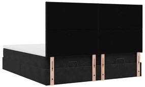 Estrutura de cama otomana com colchões 160x200 cm veludo preto