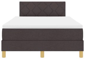 Cama Box Spring com Colchão &amp; LED Marrom Escuro 120x200 cm Tecido