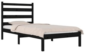 Estrutura de cama pequena solteiro 75x190 cm pinho maciço preto