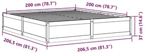 Cama sem colchão 200x200 cm pinho maciço castanho-mel