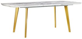 Mesa de jantar extensível efeito mármore e dourado 160/200 x 90 cm MOSBY Beliani