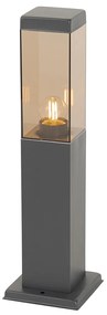 Candeeiro de poste exterior moderno cinzento escuro com fumo 45 cm - Malios Moderno