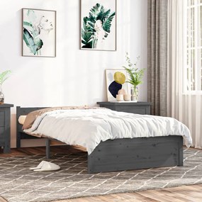 Estrutura cama pequena solteiro 75x190 cm madeira maciça cinza