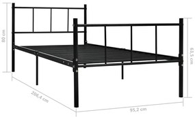 Estrutura de cama 90x200 cm metal preto